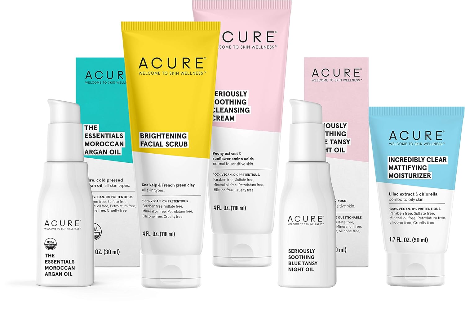 Acure Brightening Facial Scrub |100% Vegan |For A Brighter Appearance | Sea Kelp & French Green Clay - Softens, Detoxifies and Cleanses | All Skin Types | 4 Fl Oz (Packaging May Vary) (ET1012): Health & Personal Care