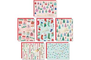 Sweetzer & Orange Christmas Cards Set - 24 Gold Foil Holiday Cards with Red Envelopes – 6 Assorted Designs Boxed for Easy Storage - Bulk Greeting and New Years Cards - 4.25”x5.75”