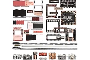 Lot d'autocollants vintage pour scrapbooking - 3 paquets d'autocollants en papier (découpes et motifs solides) et 3 rouleaux 