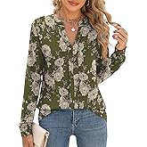 Micoson Womens Tops Dressy Casual Long Sleeve Business Knit T Shirts V Neck Pleated Work Blouses Loose Fall Trendy Clothes