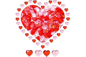 HADDIY Valentines Day Heart Gems Decorations,152 Pcs Red Pink Plastic 3D Heart Shaped Rocks for Wedding Vase Filler,Bowl Filler,Table Scatter,Crafts and Tic Tac Toe