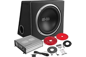 BELVA BPKG110v2 500W Single 10” Car Subwoofer with Ported Enclosure, Monoblock Amplifier, Wiring Kit and Remote Bass Knob