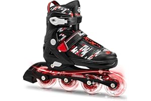 KUXUAN SKATES Adjustable Inline Skates for Kids and Teens, Boys Girls Women Beginner Fun Illuminating Skates Outdoor and Indoor