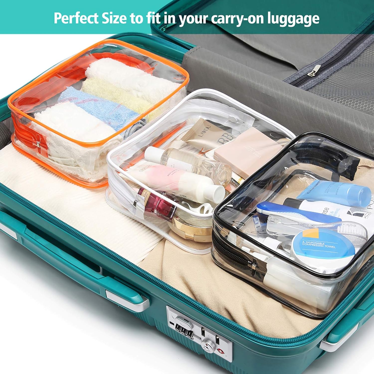 Clear Toiletry Bag, Packism 3 Pack TSA Approved Toiletry Bag Quart Size Bag, Travel Makeup Cosmetic Bag for Women Men, Carry on Airport Airline Compliant Bag, White: Clothing
