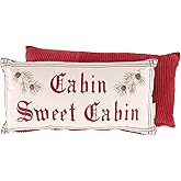 Primitives by Kathy Decorative Pillow, Cabin Sweet Cabin Vintage Design Pine Branches/Cabin Inpsired Holiday Sentiment Cabin 