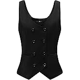 Foucome Womens Suit Vest Double Breasted V-Neck Fashion Dressy Casual Waistcoat Vest for Women