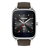 ASUS ZenWatch 2 , WI501Q-SR-BW-Q , 1.63" Smartwatch Silver Case, Brown Rubber Band with HyperCharge, AMOLED Gorilla Glass 3 Touchscreen, 4GB Storage, IP67 Water Resistant
