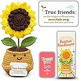 THEGIFTY Emotional Support Crochet Sunflower Doll – Handmade Friendship Gift for Women – Long Distance Friend with Affirmation Message, Birthday Gifts for Friends, for Women