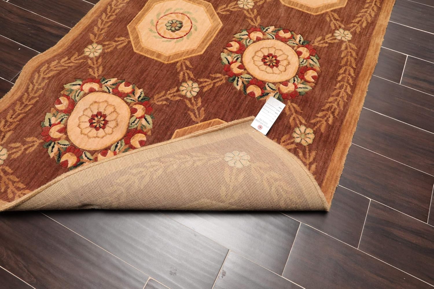 3'6x5'6 Machine Made Wool 45-VA34 Khaki Oriental Area Rug Khakee, Beige Color