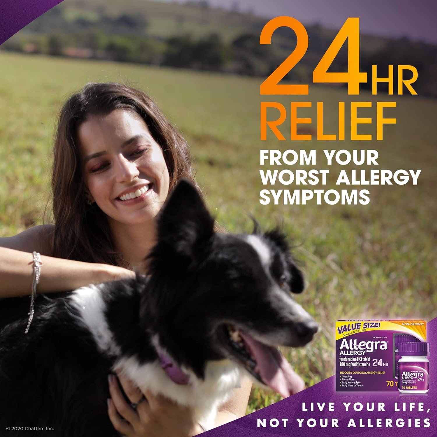 Allegra Adult 24 Hour Allergy Relief 70-Count Long-Lasting Fast-Acting Antihistamine for Noticeable Relief from Indoor and Outdoor Allergy Symptoms: Health & Personal Care