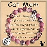OAVOOK Cat Mom Gifts: Beaded Bracelet Paw Print for Women, Cat Lovers - Birthday, Christmas, Valentine's, New Year