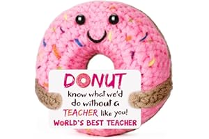 BuiltFit Teacher Appreciation Gifts for Women - Funny Handmade Crochet Donut Unique Cute Thank You Present for Teachers Birthday, Retirement, Back to School, End of Year, Daycare, Preschool