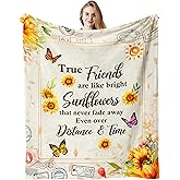 Taigzier Friendship Gifts for Women, Best Friend Blanket, Best Friend Birthday Gift for Women, Valentines Day Gifts for Bestie BFF, Sunflower Butterfly Yellow Blanket for Home Bed Sofa 50”X60”