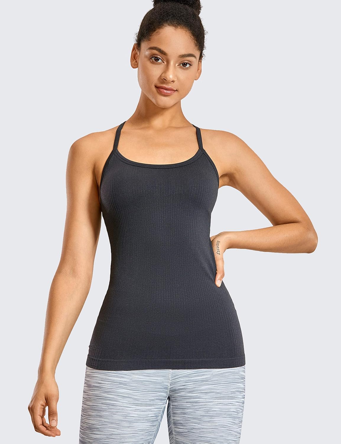CRZ YOGA Seamless Workout Tank Tops for Women Racerback Athletic Camisole Sports Shirts with Built in Bra at  Women’s Clothing store