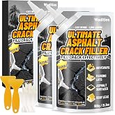 Asphalt Crack Filler, High Elasticity Concrete Crack Repair Sealant | Self Leveling Waterproof Repair Sealant for Driveway, Walkway, Blacktop Concrete Joint, Outdoor Quick Drying Sealer - Black