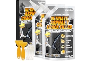 WADITIES Asphalt Crack Filler, 2.65LB High Elasticity Cement Crack Filler, Self Leveling Waterproof Repair Sealant for Driveway, Walkway, Blacktop Concrete Joint, Outdoor Quick Drying Sealer - Black
