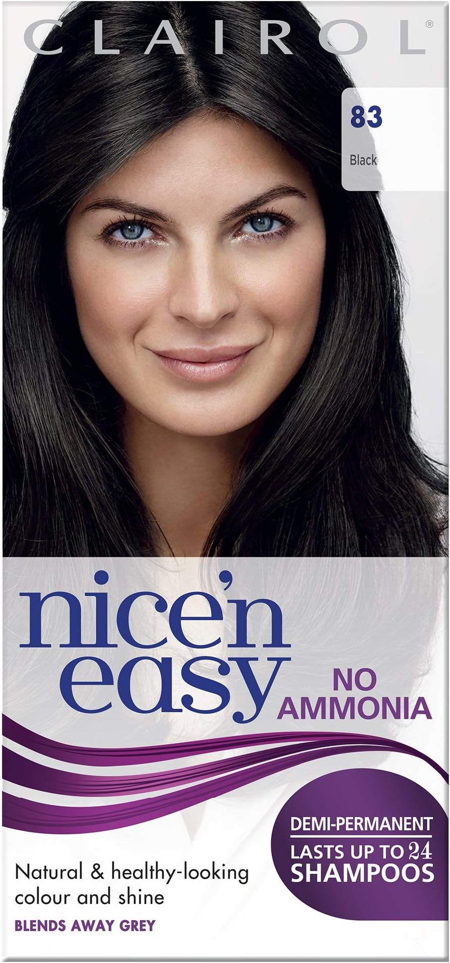Clairol Nice'n Easy No Ammonia Hair Dye 83 Natural Black Semi-Permanent