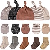 Ruliby Baby Hats Mittens and Socks Set Cotton Newborn Hat Beanie Soft Infant Girls Boys Caps Gloves 0-6 month