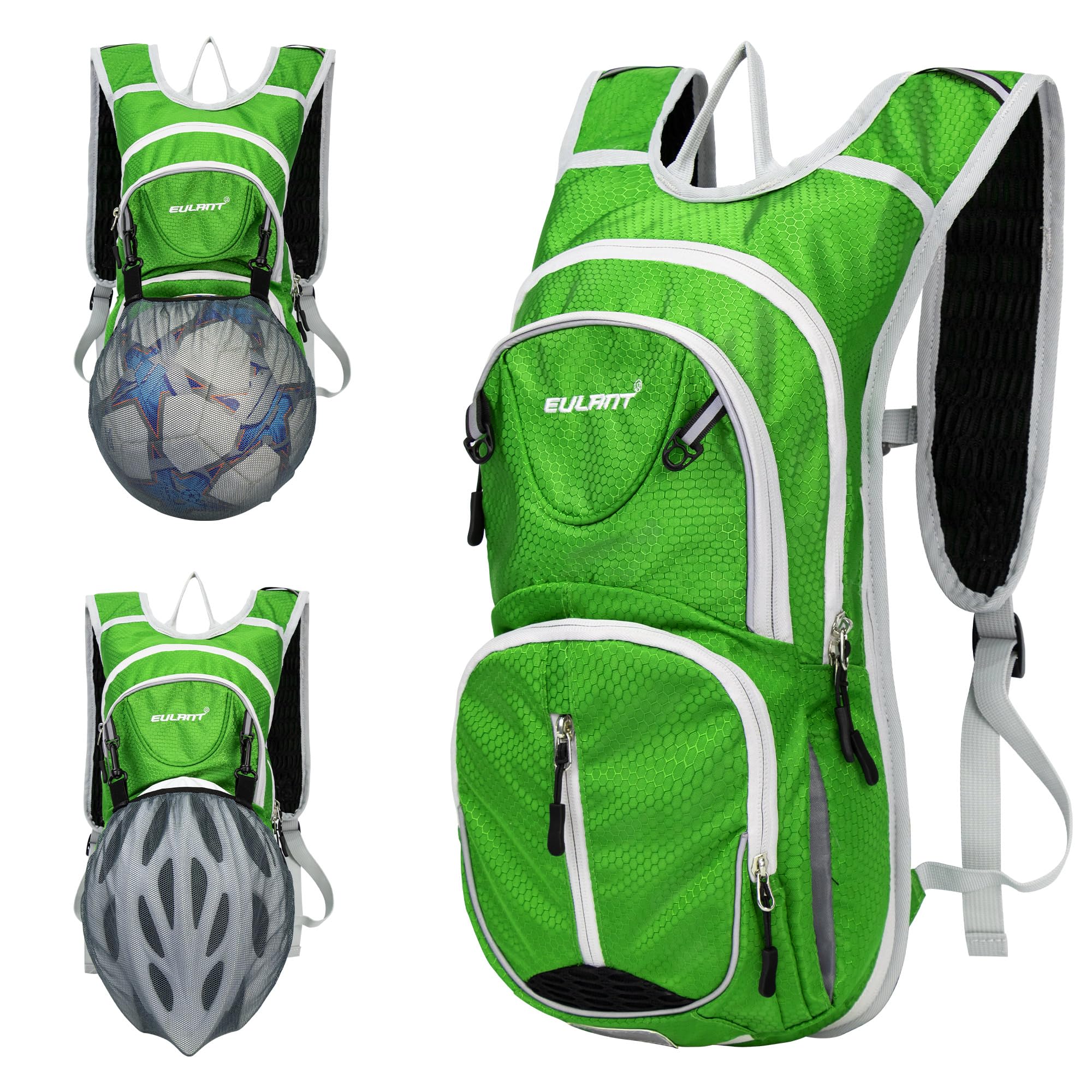 EULANT Small Bike Backpack,Waterproof Cycle Hydration Rucksack,Bicycle Insulating Backpack for Cycling MTB Hiking Walking Running Climbing,Reflective Stripes & Water Bladder Supported,Green