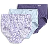 Jockey Women's Underwear Plus Size Elance Brief - 3 Pack, Midnight Iris/Bouquet Bloom/Frothy Blue, 8