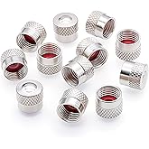 MEAJOO 12PCS Premium Metal Brass Tire Valve Stem Caps, Airtight Seal Heavy Duty Dustproof, Universal Tire Valve Stem Covers for Cars, SUV, Trucks, Bikes, Motorcycles, Bicycles(Silver)