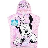 Get Trend Disney Minnie Mouse Towels for Kids Hooded Bath Towel Poncho Absorbent Pool Beach Shower Cotton Swim Towel Travel Essentials (Pink Minnie Mouse, 2-6 Years)