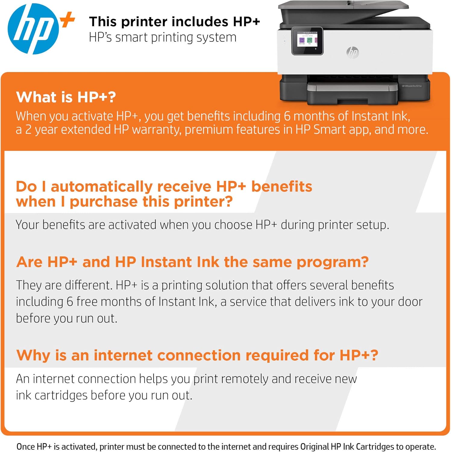 HP Officejet Pro 9015E All-in-One Wireless Color Printer, with Bonus 6 Months Free Instant Ink Thru (1G5L3A): Electronics