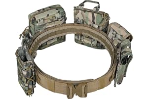 VAV YAKEDA YAKEDA Molle Battle Belt with Accessories - Tactical Combat Airsoft Heavy Duty Belt (8 pcs)