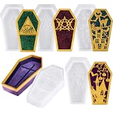NiArt Epoxy Resin Soft Silicone Molds DIY Casting Halloween Coffin Trinket Box (4 Lids+1 Base) Handmade Art Craft Jewelry Storage Casket Container Box Organizer Holiday Home Decoration Christmas Agate