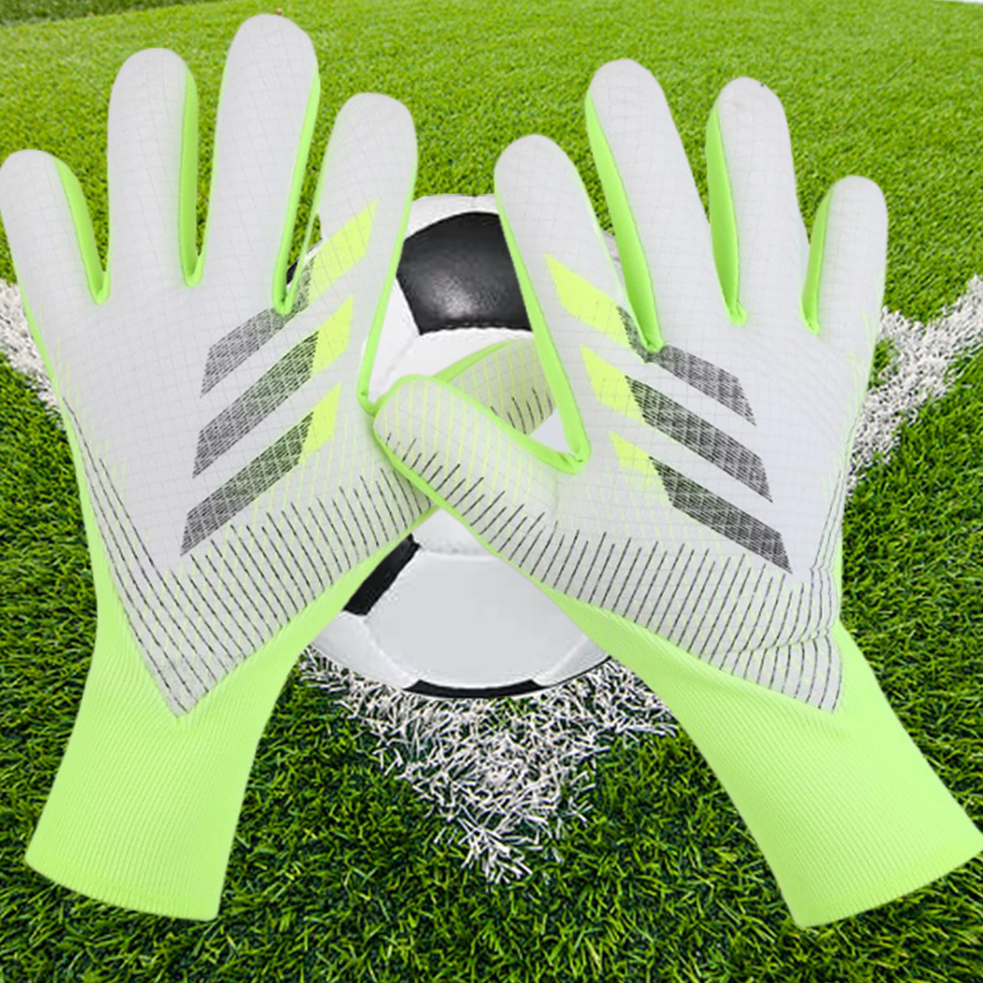 XSQD Breathable Goalkeeper Glove, Junior Kids Football Gloves With Thick, Latex Anti Slip Latex, Adult Football Gloves, Available In Sizes 7/8/9/10 Ideal For Athletes And Beginners(Green 9 Size)