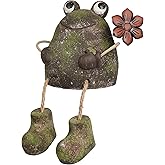 Alpine Corporation MCC834 Indoor/Outdoor Frog with Flower Garden Statue, Playful Frog Statue for Yard, 20" H, Green