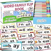 gisgfim 48 Word Family Build Book Spell Read and Rhyme Flip Activity Books ABC Vocabulary Flashcards Kindergarten Sight Phonics Flashcard Fun Learn to Read Activity Games for Kids Homeschool Supplies