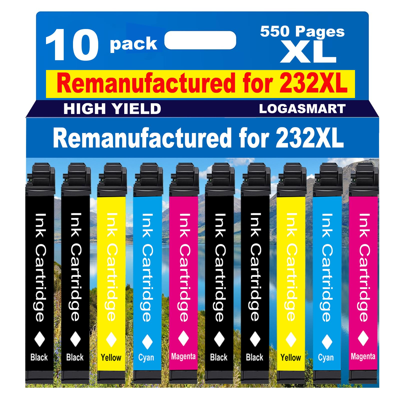 Photo 1 of LOGASMART for 232XL Remanufactured for Epson 232XL Ink Cartridges Combo Pack for 232 XL T232 XL for XP-4200 XP-4205 Workforce WF-2930 WF-2950 Printer 10pack