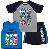 PJ Masks Boy's 3-Piece Set - Short Sleeve Shirt, Tank Top and Shorts - Summer Outfit Bundle for Kids and Toddlers