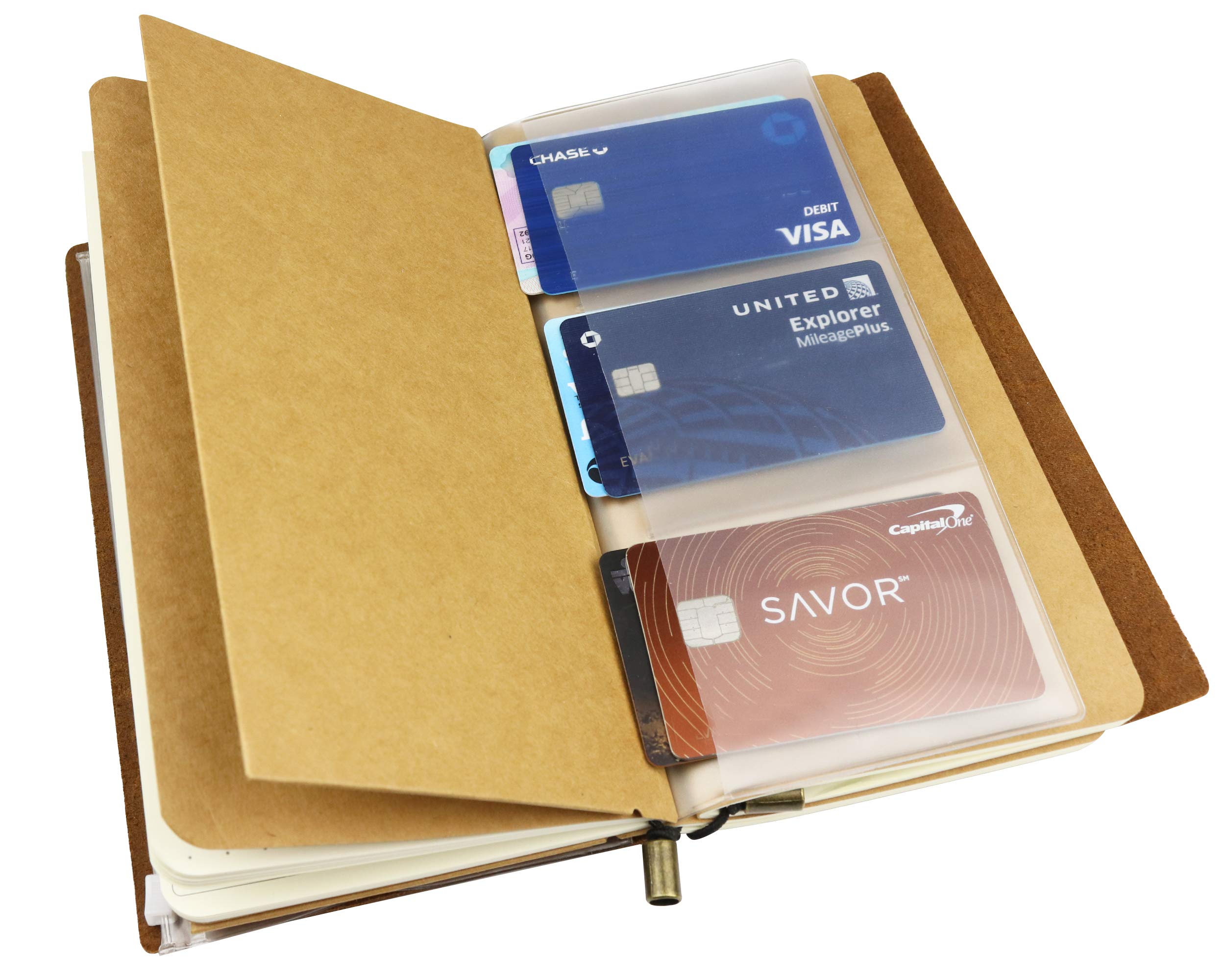 Wanderings Zipper Case and Kraft Card Sleeve Holder Travelers Notebook Accessories Pack 2-Pack for Refillable Travel Journals - Standard Size 8.25 x 4.25 inches