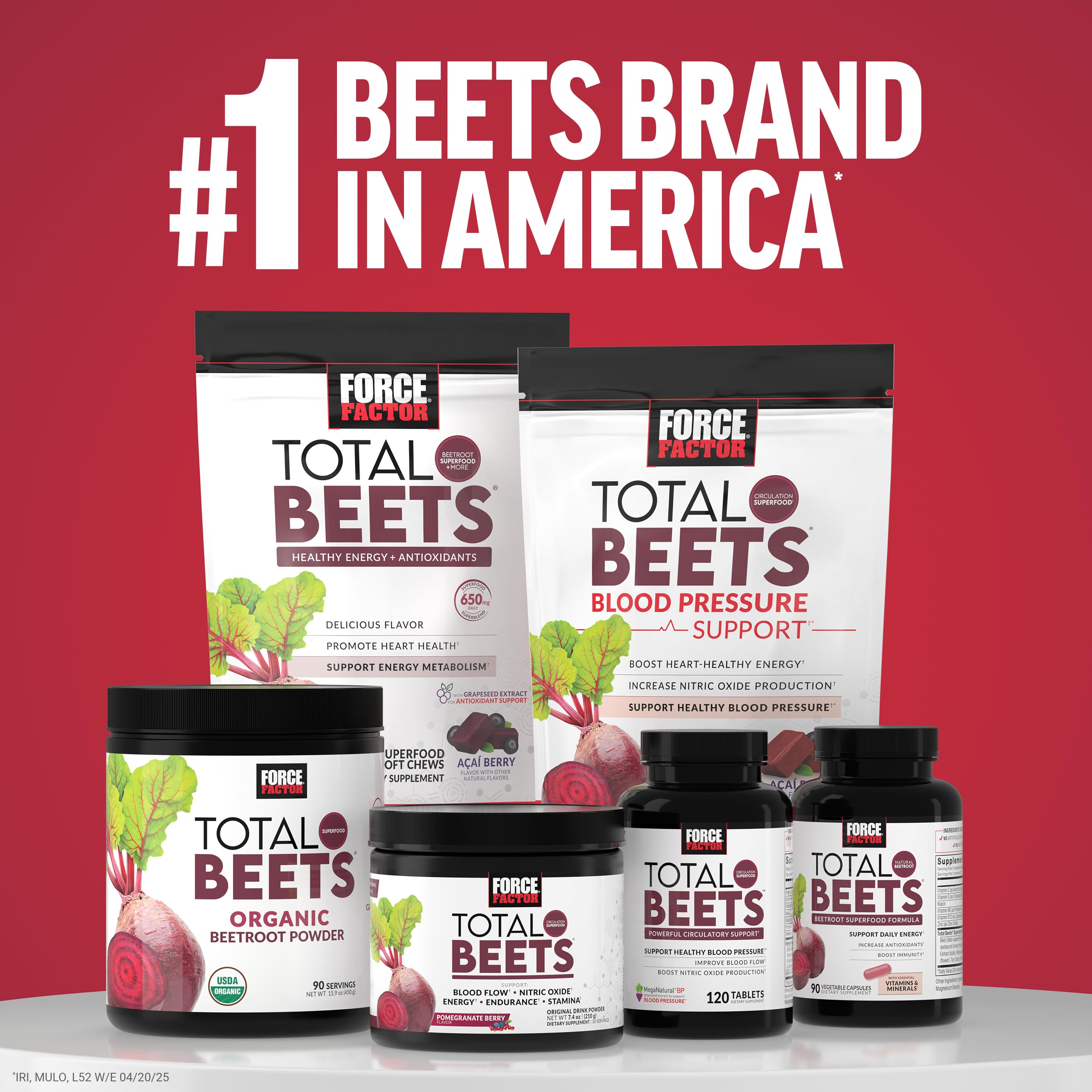 FORCE FACTOR Total Beets Ultimate Heart Health Chews for Blood Pressure Support, with Beetroot Powder, CoQ10, B Vitamins & Grapeseed Extract for Blood Flow & Energy, Black Cherry, 60 Soft Chews