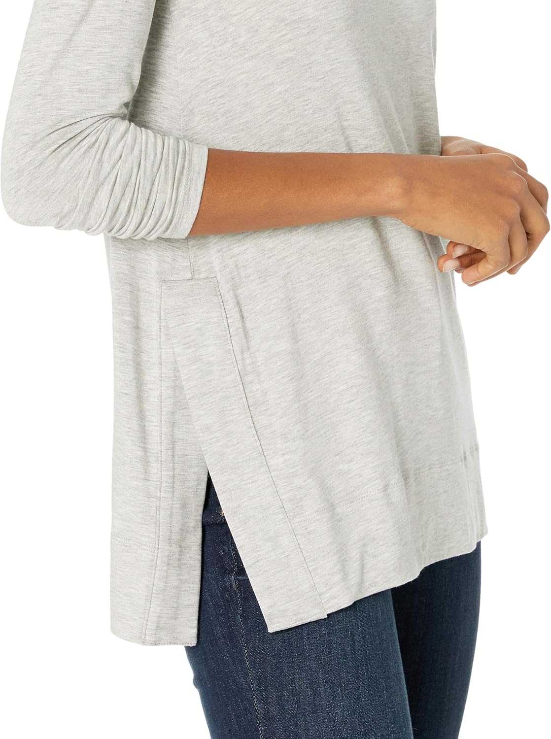  Brand - Daily Ritual Women's Soft Rayon Jersey Long-Sleeve Split-Hem Tunic: Clothing