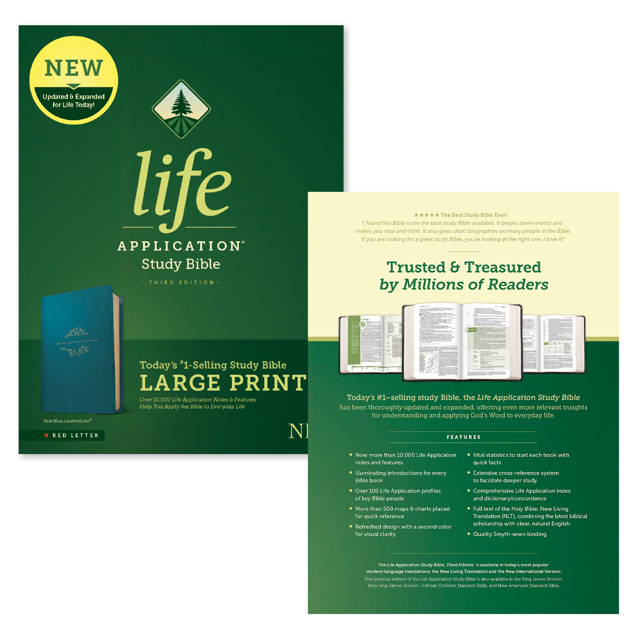 Tyndale NLT Life Application Study Bible, Third Edition, Large Print (LeatherLike, Teal Blue, Red Letter) – New Living Translation Bible, Large Print Study Bible for Enhanced Readability Tyndale NLT Life Application Study Bible, Third Edition, Large Print (LeatherLike, Teal Blue, Red Letter) – New Living Translation Bible, Large Print Study Bible for Enhanced Readability Imitation Leather