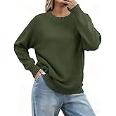 Zeagoo Fall Sweaters for Women 2026 Long Sleeve Crewneck Ribbed Knit Pullover Sweater Loose Fit Basic Jumper Tops