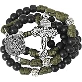 Nazareth Store St Michael Paracord Rosary Beads Rugged Rosary Necklace Strong Corded Catholic Pardon Crucifix