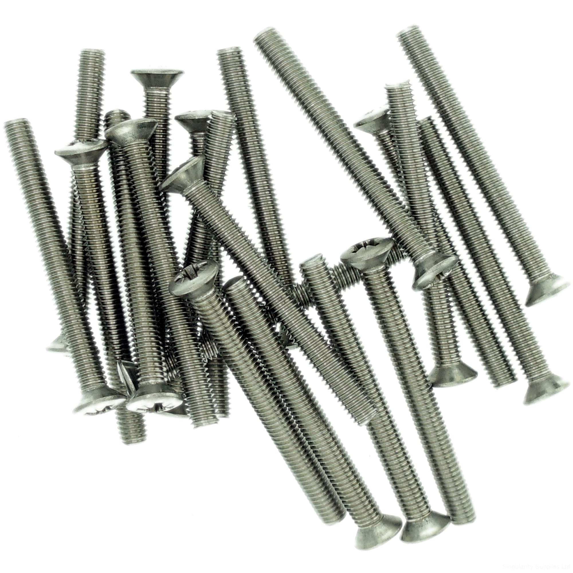 M2.5 (2.5mm x 10mm) Pozi Raised Countersunk Machine Screw (Bolt) - Stainless Steel (A2) (Pack of 20)