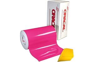 VViViD ORACAL 651 Multi-Colored Vinyl Solvent-Based Adhesive-Backed Calendared Wrap Decals w/Yellow Multi-Purpose Squeegee (12x 5ft, Pink)