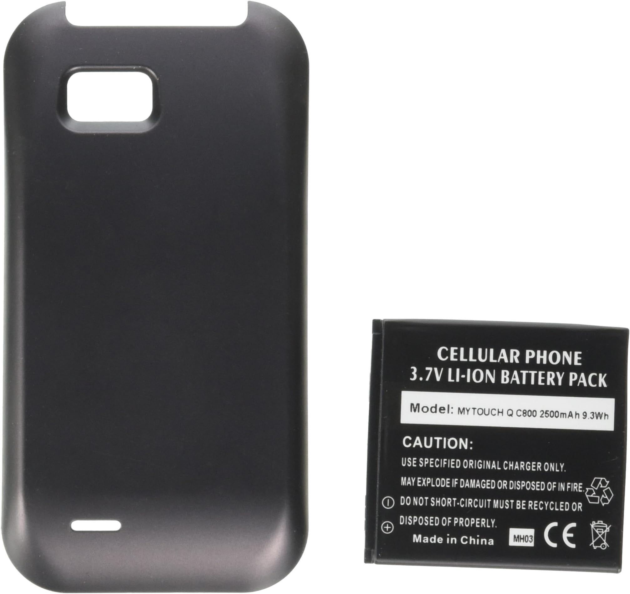 EZCell Extended Lithium-Ion Battery with Violet Battery Door for LG myTouch Q C800 - Retail Packaging - Black