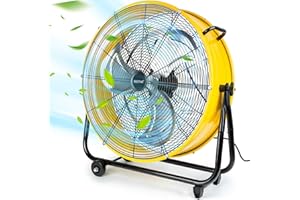 BEESTAR 24 Inch Industrial Drum Fan, High Velocity Heavy Duty Metal Fan 8800CFM 3 Speed 360° Tilt 1/3HP Motor Large Fan for Garage,Warehouse,Greenhouse,Shop,Workship,Basement (24 INCH)