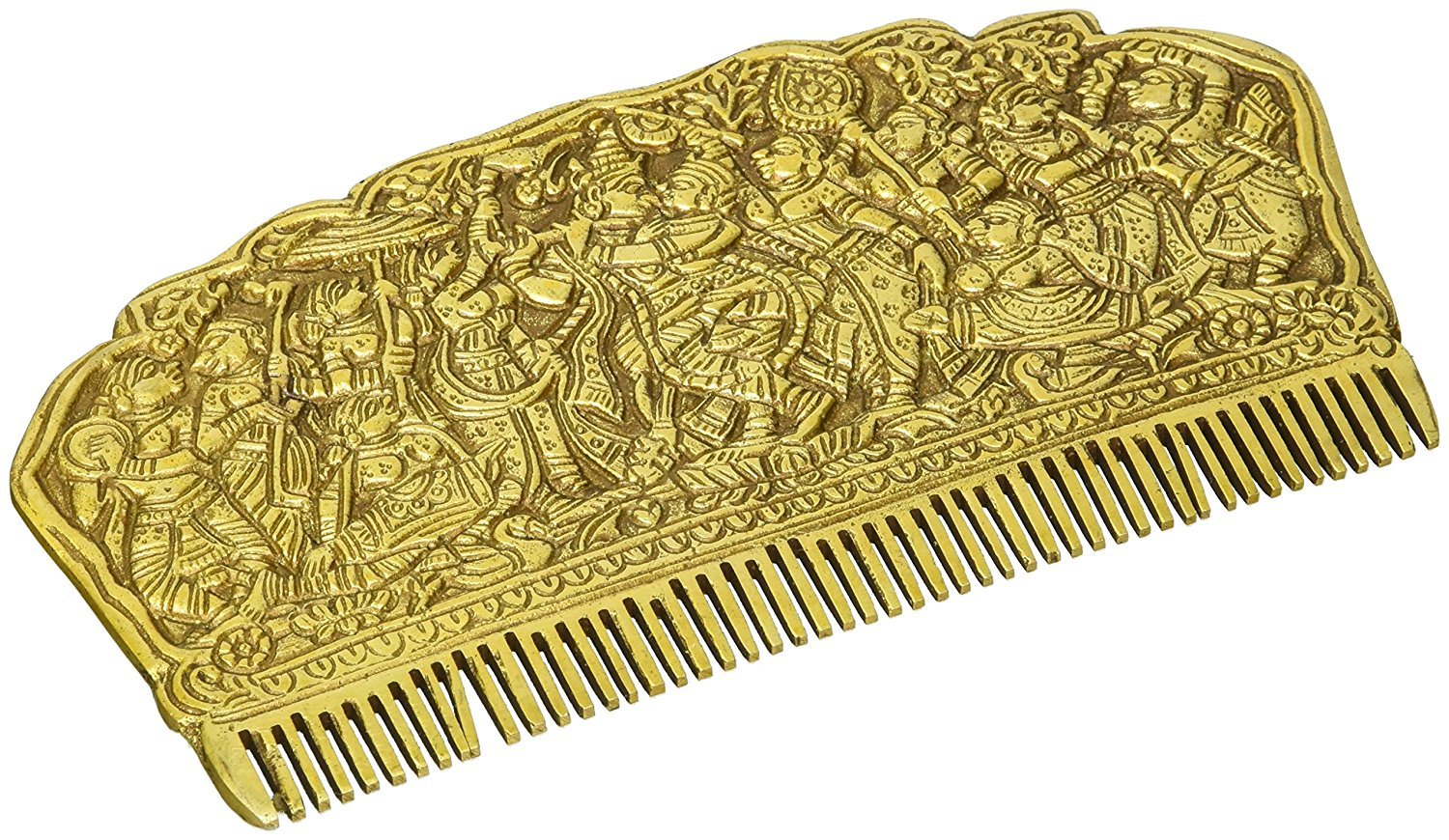 Purpledip Rare Collection Brass Idol Radha Krishna & Gopis (Raas Leela); Intricate Carving Indian Antique Collectible Home Temple Décor Gift (11035)