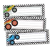 30 Name Tags for Classroom Cubbies, 3x9 in Trucks