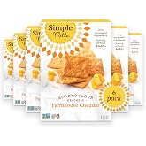 Simple Mills Farmhouse Cheddar Almond Flour Crackers, Gluten Free, Flax Seed, Sunflower Seed, Corn Free, Great for Snacking, Made with Whole Foods, 4.25 Ounce (Pack of 6)