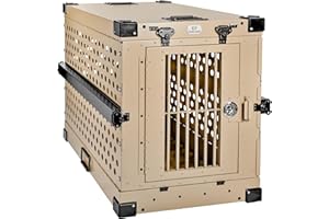 K9 Kennel Boss - Heavy Duty Fully Collapsible Powder-Coated Aluminum Dog Crate - Medium (Tan)