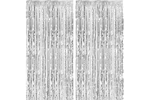 LULEEYANG 3 Pack Silver Backdrop Curtain Party Decorations Foil Fringe Backdrop Silver Tinsel Streamers Birthday Bachelorette New Year Christmas Wedding Baby Shower Disco Party Decorations