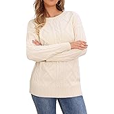 Allegra K Oversized Sweaters for Women's Crewneck Fall Chunky Cable Knit Pullover Sweater